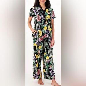 Cuddl Duds Crepe Paradise Print Loungewear Coord Set, sz XS